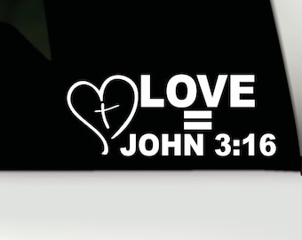Sticker verset biblique Jean 3:16 | Sticker chrétien imperméable pour voiture