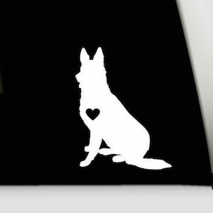 German Shepherd Vinyl Decal | German Shepherd Bumper Sticker | German Shepherd Car window sticker decal | German Shepherd Heart love decal