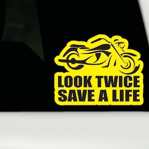 Look Twice Save a Life vinyl decal | Motorcycle Awareness Sticker | Look Twice Motorcycle Vinyl Decal | Motorcycle Safety Bumper Sticker