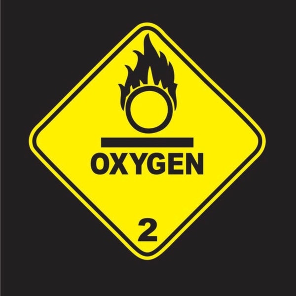 Oxygen vinyl decal | oxygen car decal sticker | oxygen bumper sticker | oxygen door sticker | caution oxygen flammable decal