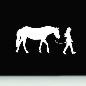Horse and girl bumper sticker | Horse and girl car window decal | Horse vinyl decal | cowgirl vinyl decal sticker