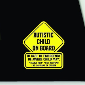 医療警告バンパーステッカー | 自閉症の子供が乗車しているビニールステッカー | 医療 ID 車ステッカー | 緊急警告車ステッカー