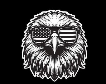 Adesivo in vinile permanente con bandiera americana e aquila calva
