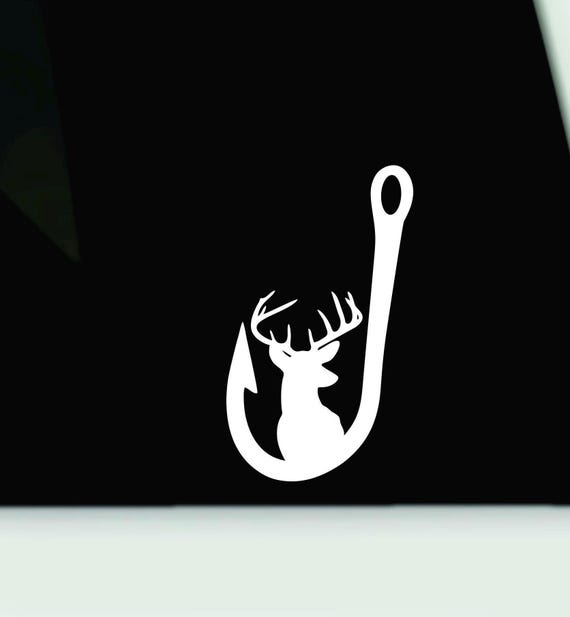 deer fishing hook Pair of fish designs per conversation fish Detailed replica of a deer skull attached to a hunting bow on a fishing hat hook Cross Necklace for Men -