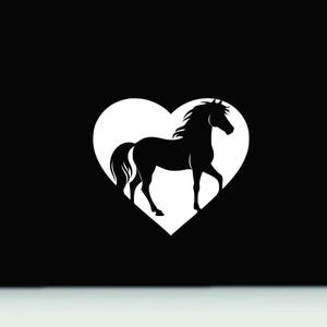 Adesivo paraurti cavallo / Adesivo in vinile a forma di cuore di cavallo / Adesivo per auto a forma di cavallo / Adesivo in vinile a forma di cavallo / Adesivo con cavalli innamorati / Adesivo per finestrino a forma di cuore e cavallo