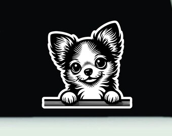 Waterdicht vinyl bedrukte sticker chihuahua | Sticker van het bumpervenster van de hond chihuahua | Vinylsticker met chihuahuaprint