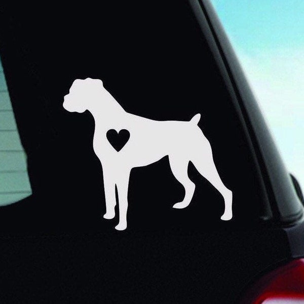 Boxer Vinyl Sticker | Boxer Dog Sticker | Boxer Vinyl Decal | Boxer Laptop Decal | Boxer Dog Bumper Sticker | Dog Heart Decal | Love Boxer