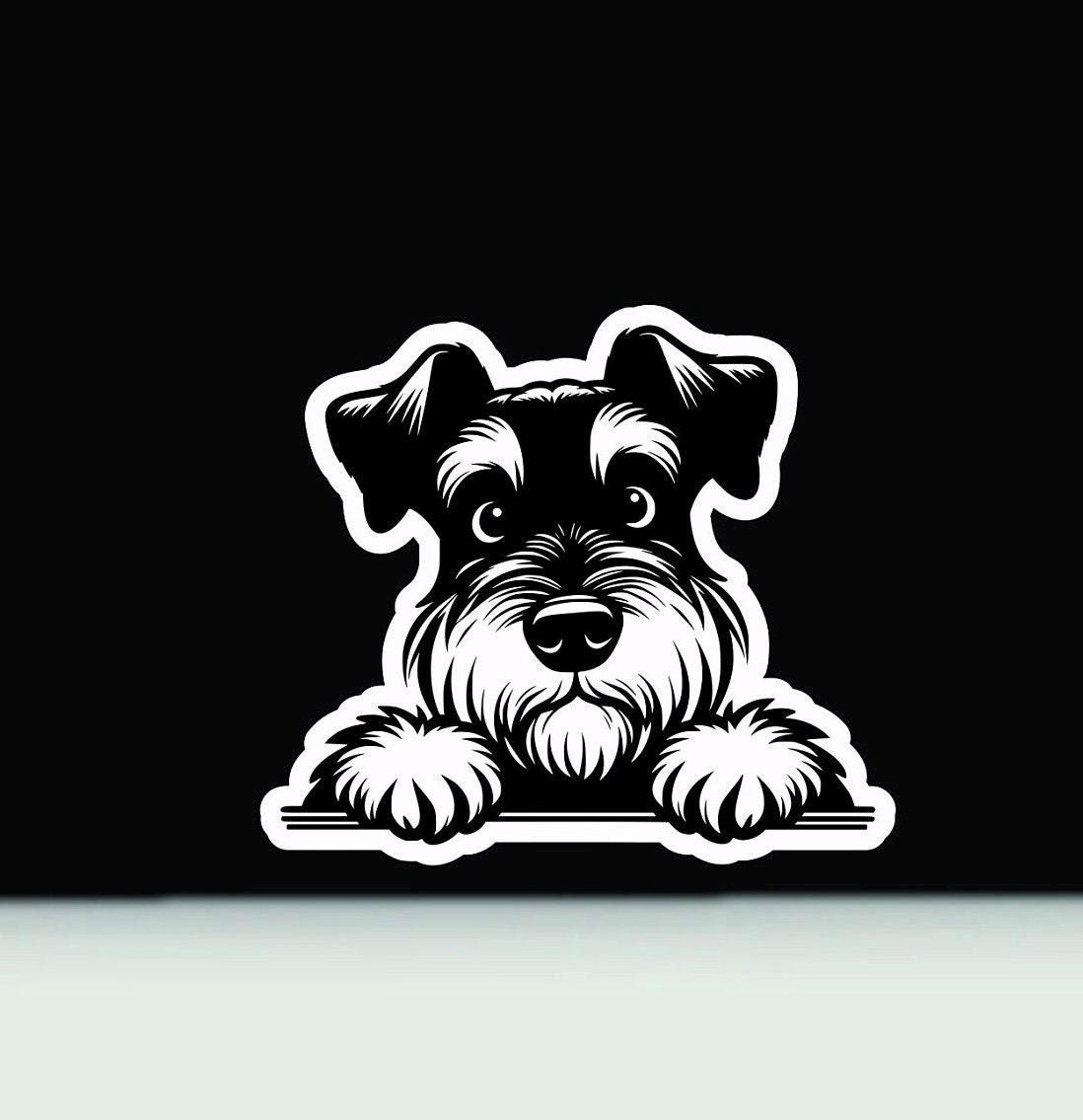 シュナウザーが覗いているビニールデカール｜シュナウザー犬ステッカー