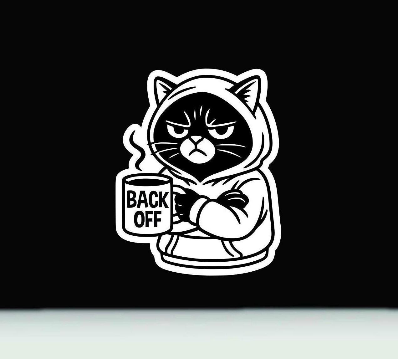 Back off Funny Cat Vinyl Decal Sticker | Grumpy Cat Bumper Sticker ...