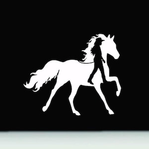 Horse and girl bumper sticker | Horse and girl car window decal | Horse vinyl decal | cowgirl vinyl decal sticker