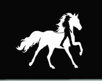 Horse and girl waterproof vinyl decal | Horse and girl car window bumper trailer  decal | Horse vinyl decal | cowgirl vinyl decal sticker