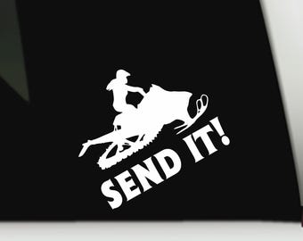 Sled vinyl sticker | send it vinyl decal lady | lady snowmobile vinyl decal sticker | ladies sled snowmobile decal
