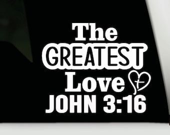 vinyle Jean 3:16 | Adhésif pour pare-chocs chrétien | Sticker chrétien en vinyle | Sticker pour voiture Jésus le plus grand amour