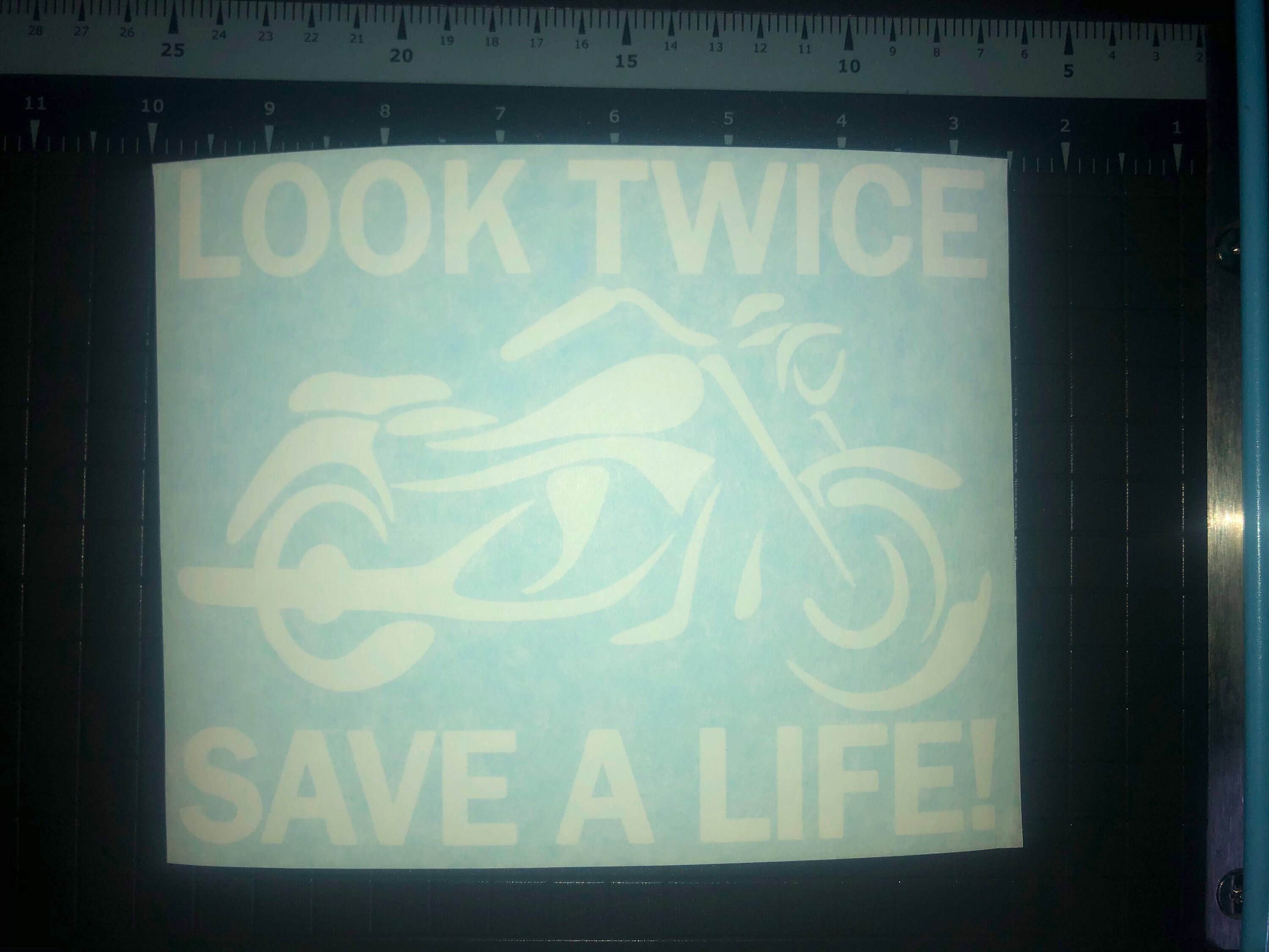 6 x 4.25 Look Twice Save Life Motorcycle Biker Bike Vinyl Die Cut Decal Bumper