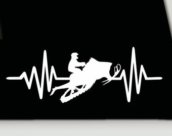 Sled heartbeat vinyl decal sticker | snowmobile vinyl decal | sled decal | snowmobile heartbeat vinyl bumper sticker decal