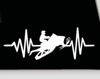 Snowmobile Heartbeat Vinyl Decal | Marine Grade Bumper Sticker