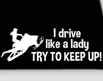 Sled vinyl sticker | snowmobile vinyl decal | lady snowmobile vinyl decal sticker | ladies sled snowmobile decal