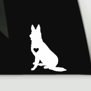 German Shepherd Vinyl Decal | German Shepherd Bumper Sticker | German Shepherd Car window sticker decal | German Shepherd Heart love decal