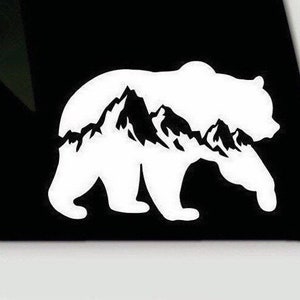 Bear Mountain Vinyl Decal | Mountain Grizzly Bumper Sticker | Bear and mountain car truck window decal sticker | Bear vinyl decal
