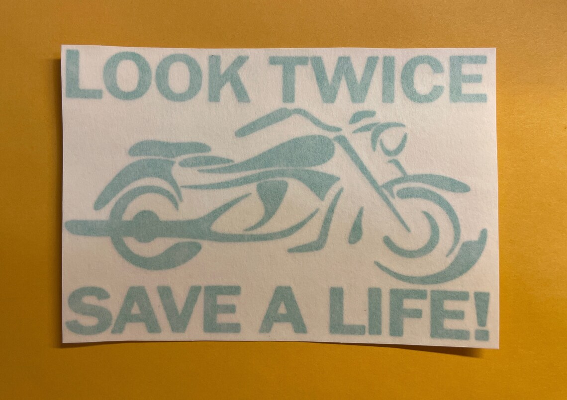 Look Twice Save A Life Car Decal Art Sticker Decor Truck Window Windshield Mirror JDM Girls Men Ride Motorcycle Dirtbike Chopper