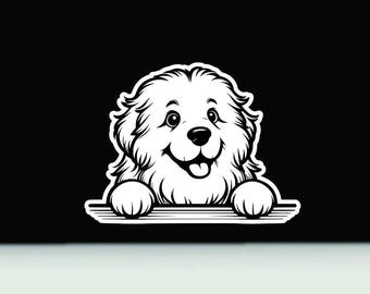 Great Pyrenees Peeking Vinyl Sticker | Great Pyrenees Dog bumper Sticker | Pyrenees Vinyl Decal | Great Pyrenees printed vinyl decal