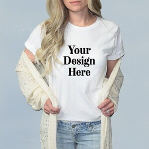 Bella Canvas Mockup | Bella Canvas 3001 Witte Mockup | Bella Canvas Shirt Mockup | Model Mockup | Witte T-Shirt Mockup | Boho Mockup