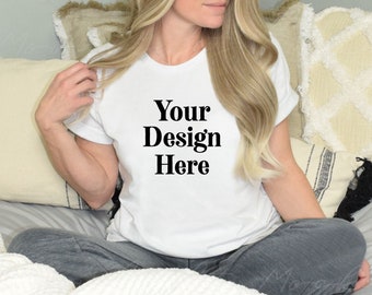 Bella Canvas 3001 White T-Shirt Mockup | Model Mockup (Digital Download)