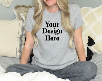Bella Canvas 3001 Athletic Heather Mockup | Unisex T-Shirt Mockup (Digital Download)