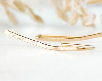 Gold Ear Climbers | Sterling Silver Climbers | 14K Gold fill | Ear Crawler | Sensitive Ears | Hammered | Minimalist | Earrings for Women