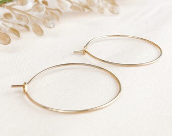 Thin Gold Filled Hoops | Gold Wire Hoops | Dainty Hoops | 14KG Filled | Sensitive Ears | 1 inch Round | Gift for Her | Gold Hoops Women