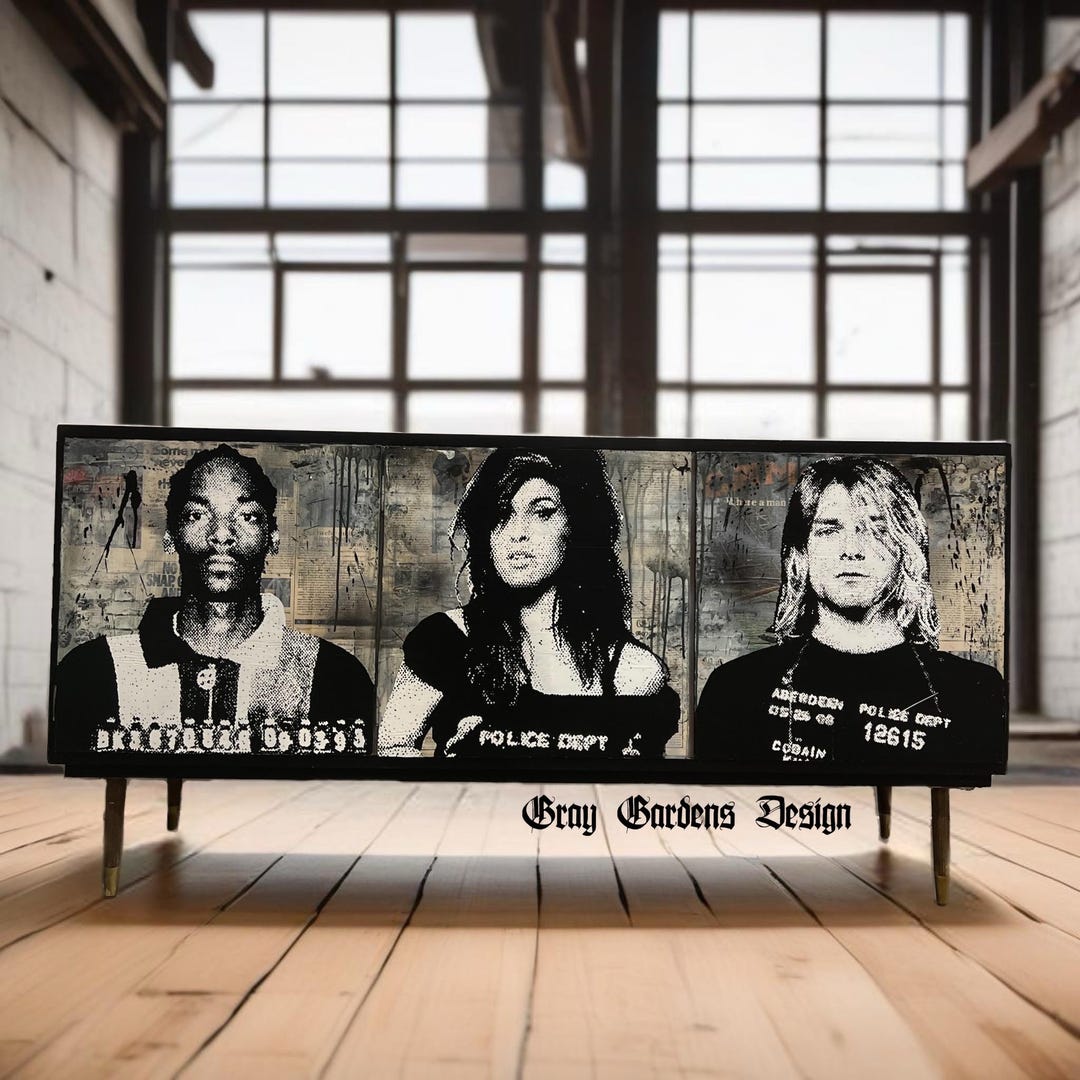 SOLD | Do Not Purchase | Graffiti Pop Art Celebrity Mugshot Painted Mid ...