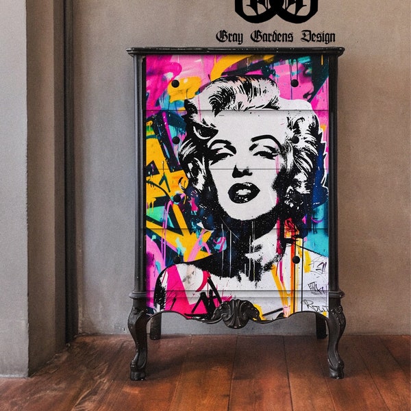 Bombshell Pop Art Tissue Paper for Furniture by Gray Gardens | Graffiti Glam Decoupage Paper | Mixed Media Paper for DIY Project