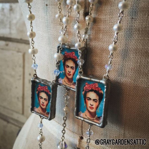 Frida Kahlo , Queen of Everything Beaded Crystal Necklace, Bohemian style