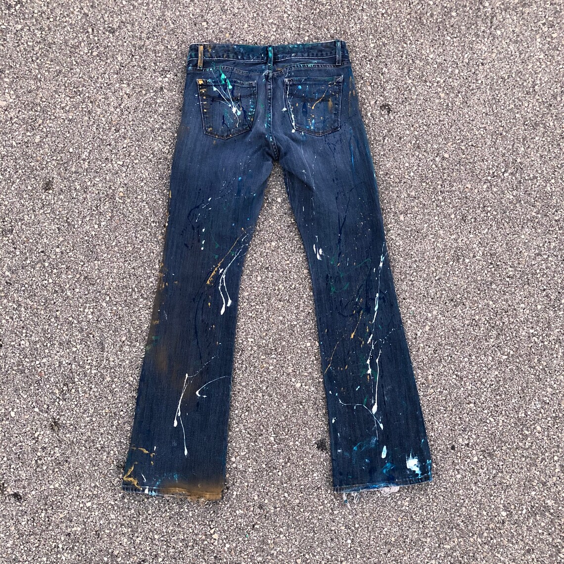 Paint Splatter Gap Jeans Curvy 28 Etsy