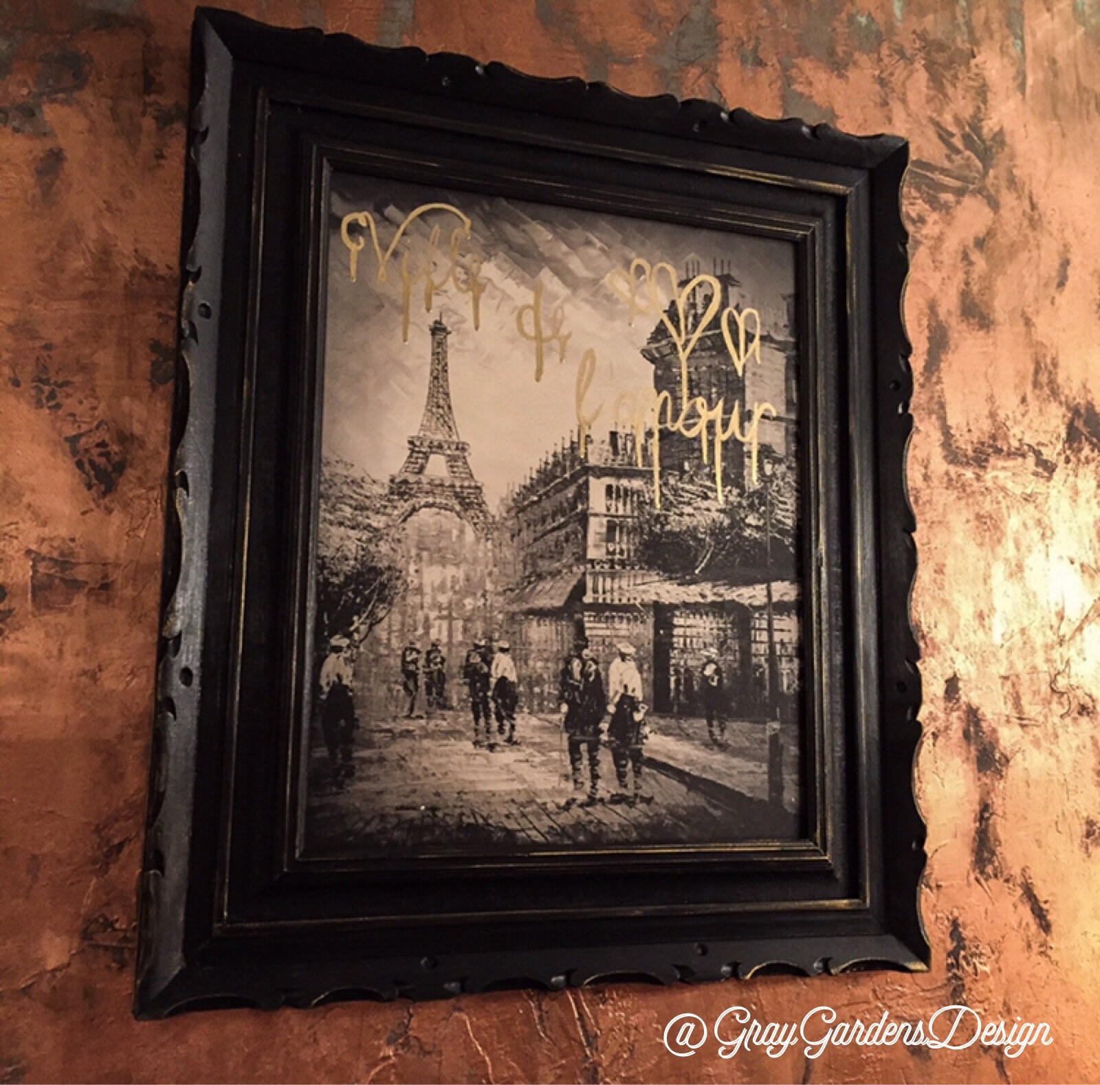 Gothic Glam Graffitied Paris Canvas Print With Vintage Frame Etsy