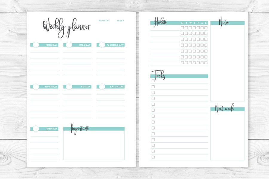Printable A5 Daily Weekly Monthly Planner Calendar Planner | Etsy