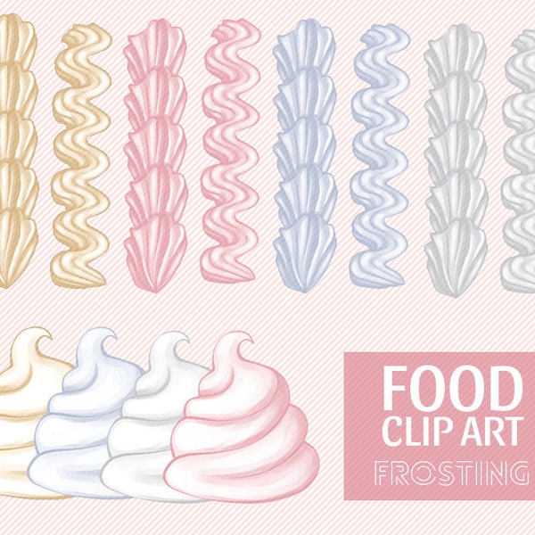 Frosting ClipArt | Vereisung - Schlagsahne - Kuchen - Topping | Druckbare digitale Illustration