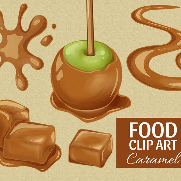 Caramel clip art | Candy - sauce - sweets - toffee - apple | Printable Digital File