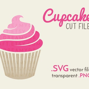 Cupcake coupe fichier | Cupcake rose-clipart dessert | SVG-vecteur-PNG | Machine de découpe Cricut ou silhouette