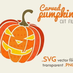 Carved pumpkin cut file | halloween cut file - jack o&#39;lantern - pumpkin clip art | SVG - vector - PNG | Cricut or silhouette cutting machine