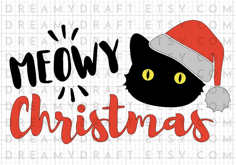 Download Meowy Christmas cut file cat label christmas card design ...