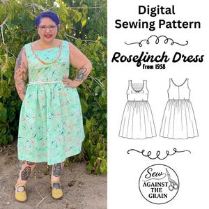 Rosefinch Dress PDF Sewing Pattern, Vintage Inspired From 1958 // Plus Size for Bust Sizes 44-60&quot; // Instant Download with 9 Sizes