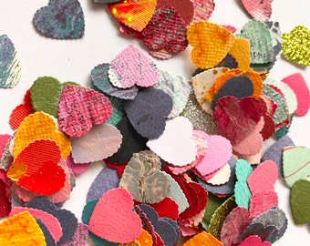 Small scalloped multicolour heart decorations craft punch cut-outs