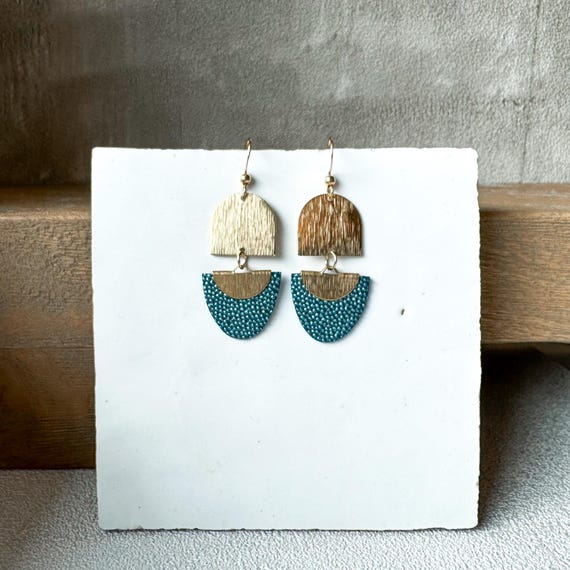 Leather Earrings | Sustainable Brass & Leather Earrings | Statement Earrings | Eco-Friendly Jewelry for All Occasions