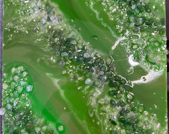 Green Aventurine & Clear Quartz Resin Art