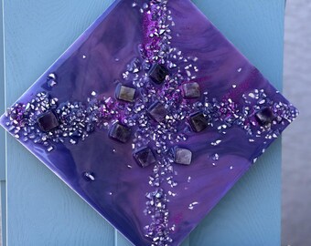 Amethyst Cube Resin Art 10x10
