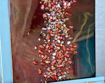 Jasper & Clear Quartz Resin Art 12x12