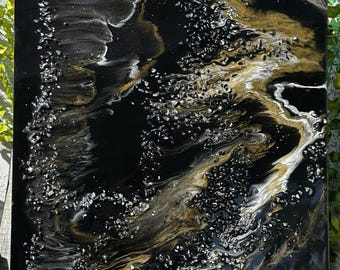 Large Obsidian Resin Art
