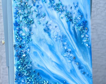 Turquoise & Clear Quartz Resin Art