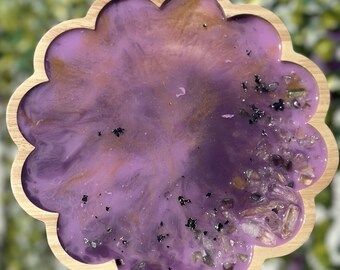 Amethyst & Clear Quartz Resin Tray